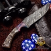 มีด ALONZO KNIVES USA CUSTOM HANDMADE DAMASCUS TACTICAL HUNTING KNIFE RAM HORN