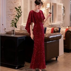 ชุดราตรียาวสีแดง เรียบหรู สวยดูดี ดูแพง ใส่งานกลางวัน กลางคืน ชุดไปงานแต่งงาน ชุดไปงานเลี้ยงราตรี