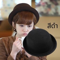 พร้อมส่ง !! หมวกทรงเค้กสีดำ กำมะหยี หมวกใส่เที่ยวทะเล หมวกปีกกว้าง กันแดดก็รอด ถ่ายรูปก็เริด