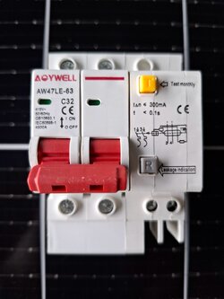 เบรกเกอร์กันดูด RCBO AOYWELL / AW47LE-63 AC 32A 2P 300mA