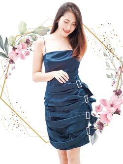 พร้อมส่ง !! ชุดออกงานสั้นสีน้ำเงินกรมท่า สายเดี่ยว เรียบหรูดูแพง สวยดูดี ใส่ออกงานราตรี ไปงานแต่งงาน งานเลี้ยง งานบายเนียร์