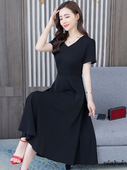 ชุดเดรสลูกไม้สีดำ ชุดสีดำ ชุดแซกสีดำ ชุดทำงานสีดำ