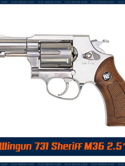 ปืนอัดแก๊ส Wingun รุ่น 731 Sheriff M36 2.5" สีเงิน ด้ามน้ำตาล (CO2 System)