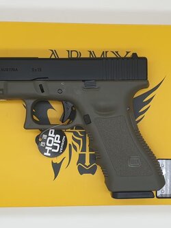 ปืนอัดแก๊ส ARMY รุ่น R17-A GLOCK 17 GEN 3 สีดำ-เขียว (GAS System)