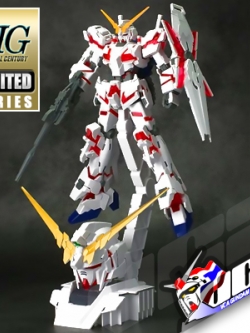 HG UNICORN GUNDAM (DESTROY MODE) + HEAD DISPLAY BASE
