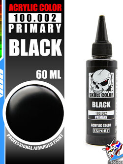 SKULL COLOR 100.002 BLACK ACRYLIC COLOR 60ML (PRIMARY) สีอะครีลิกสำหรับพลาสติก โมเดล