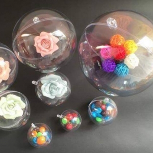 กล่องรูป ทรงกลม / ลูกบอลทรงกลมใส ขนาด - เส้นผ่าศูนย์กลาง 7 เซนติเมตร ใบละ 19 บาท