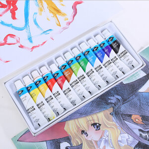 ชุดสีอะคริลิค 12 สีพร้อมใช้ เกรดอย่างดี