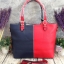 Tommy Hilfiger กระเป๋าถือหรือสะพาย ทรง tote #9876 สีกรม-แดง