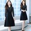 พร้อมส่ง !! ชุดเดรสสั้นสีดำ ผูกโบว์ แขนยาว กระโปรงคลุมเข่า แนวเรียบร้อย สวยสง่า ใส่ดูดี
