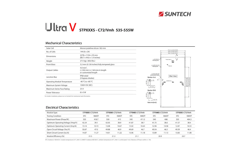 [จัดส่งฟรีทั่วประเทศ] แผงโซล่าเซลล์ SUNTECH Mono Half-Cut Cell 550W