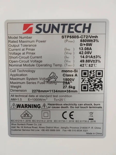 [จัดส่งฟรีทั่วประเทศ] แผงโซล่าเซลล์ SUNTECH Mono Half-Cut Cell 550W image 6