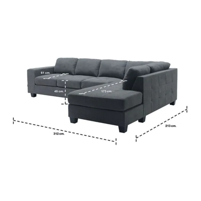 โซฟาเข้ามุม รุ่น Lola สีเทา