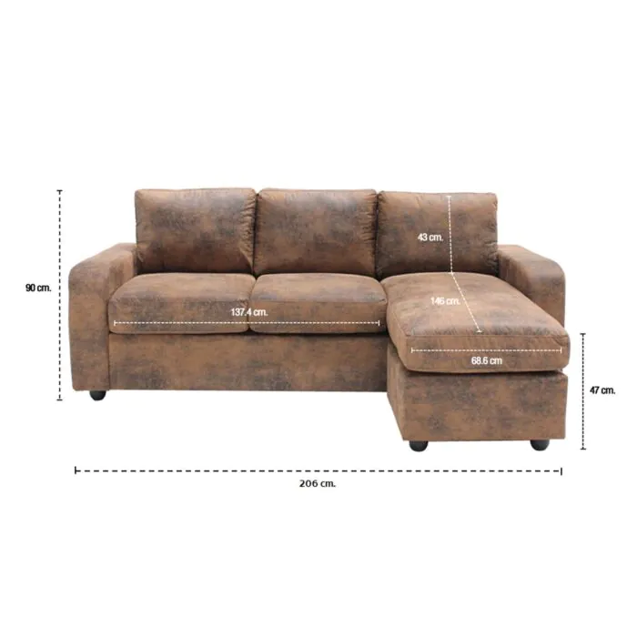 โซฟาเข้ามุมสลับด้านได้ซ้าย/ขวา รุ่น U-Mina สีน้ำตาล